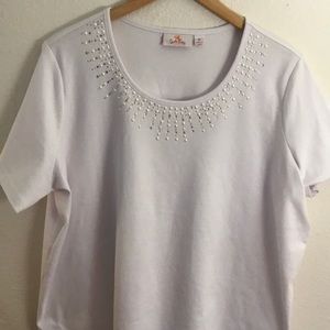 White embellished top | Quacker Factory | Plus